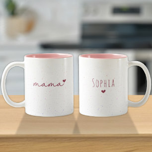 Mamma present från barn Kärleksnamn Rosa Hjärt Två-Tonad Mugg