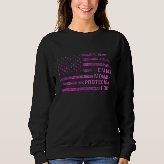 Mamma Protector Hero Camo Rosa American Flagga T Shirt (Framsida)