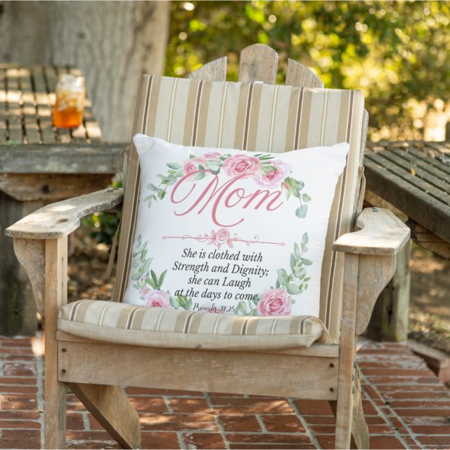 Mamma - Proverbs 31:25 Mors dag Bible Verse Ro Kudde (Stol)