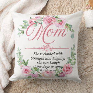 Mamma - Proverbs 31:25 Mors dag Bible Verse Ro Kudde