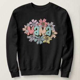 Mamma Pullover Black Retro Mamma Blommigt Sweatshi T Shirt