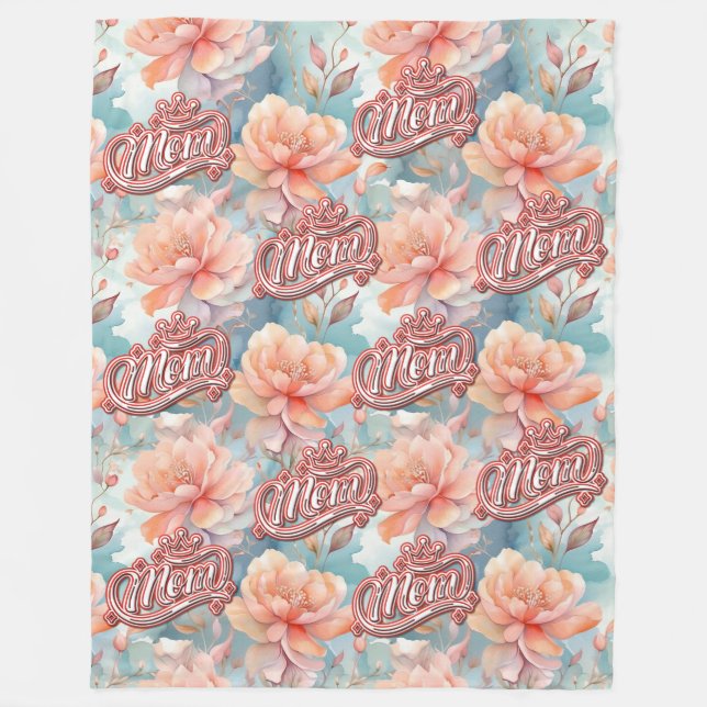 Mamma Queen Blommigt Fleecefilt (Framsidan)