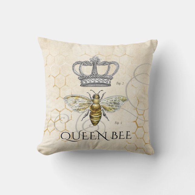 Mamma Quote Queen Bee Monogram Kudde (Framsida)