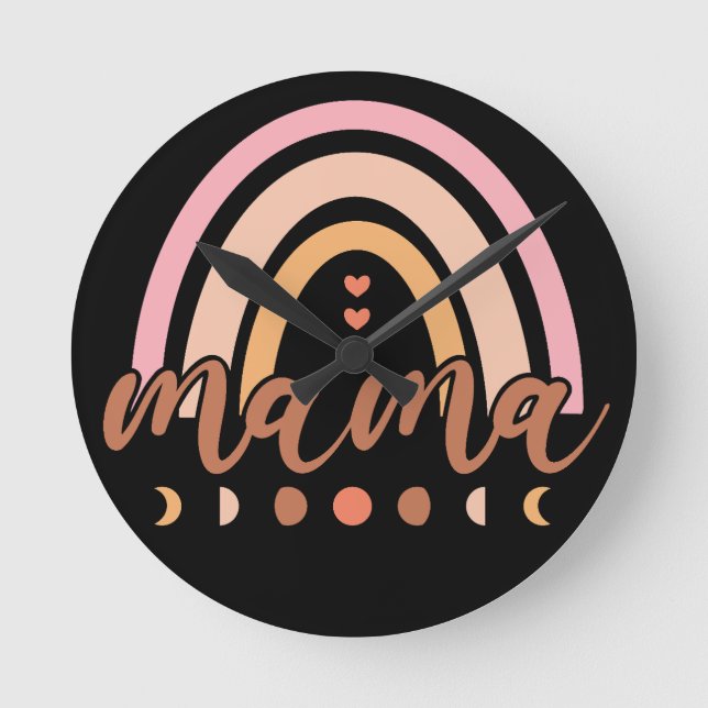 Mamma Rainbow Rund Klocka (Framsida)