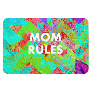 MAMMA REGLER färggig Blommigt Mors dag ger teal Magnet