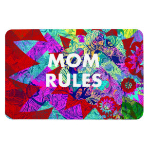 MAMMA REGLER, färgstarka Blommigt Mors dag-gåvor Magnet