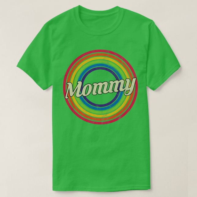 Mamma Retro Regbow Faded Stil T Shirt (Design framsida)