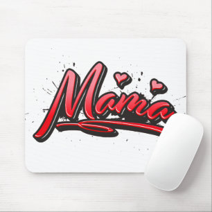 Mamma röd Heart Graffiti Musmatt Musmatta