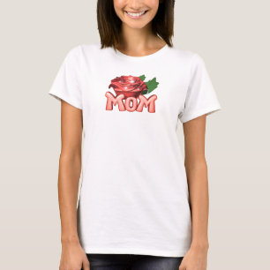 Mamma & röd ros med daggdroppar t shirt