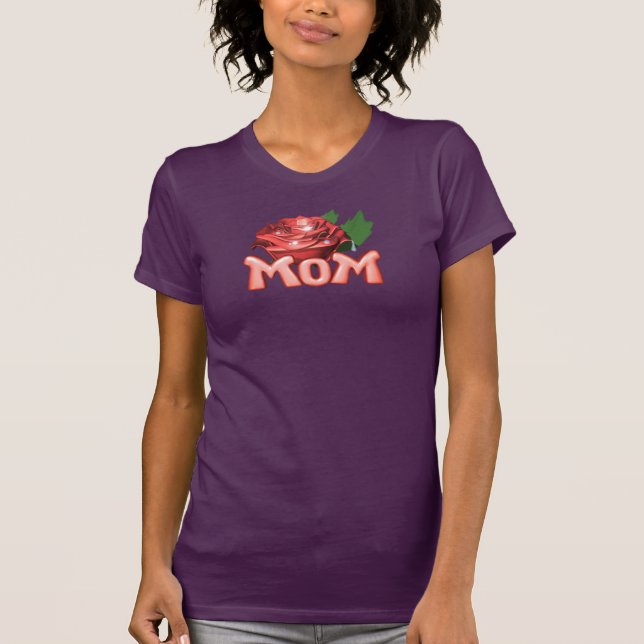 Mamma & Röd ros med trädroppar T Shirt (Framsida)