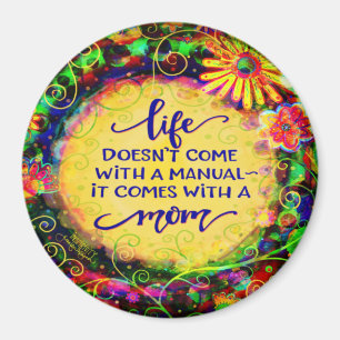 Mamma Roligt Manual Quote söt Blommigt Inspirief Magnet