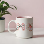 Mamma  Rosa Blommigt Bubble Lettering Heart Photo Två-Tonad Mugg<br><div class="desc">Ge är en vacker och minnesvärd gåva till mamma med vårt foto mugg i personlig MAMMA. Vår design har en omslutningsdesign med "MAMMA" i bubbeltexten för blommönster av rosa. "O" i brev ersätts med ett anpassningsbar hjärtfoto för visning av ditt eget speciella foto. Detta speciella mugg är den perfekt gåva...</div>