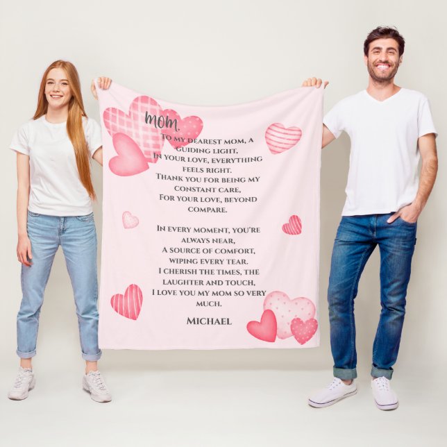 Mamma Rosa Hearts Personlig Fleece Blanket (På plats)