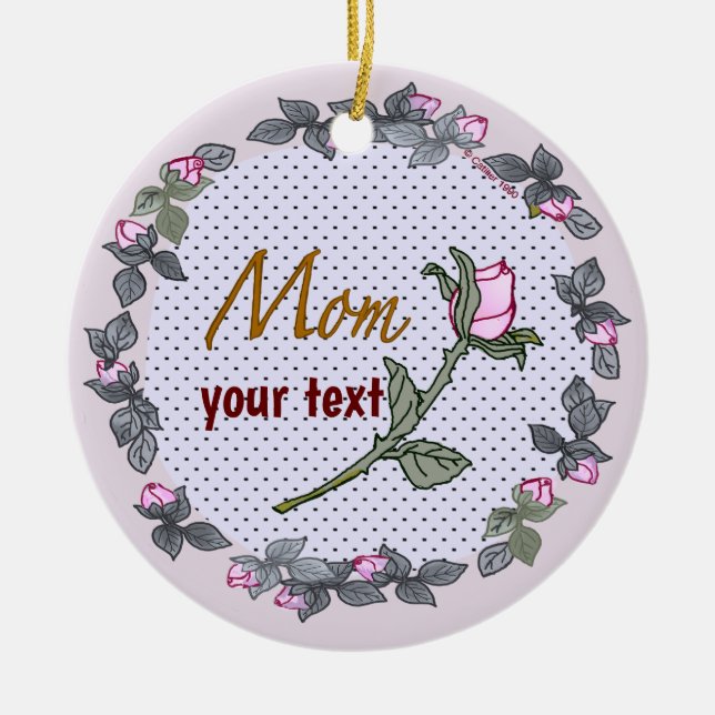 Mamma Rosa Knopp  Julgransprydnad Keramik (Framsidan)