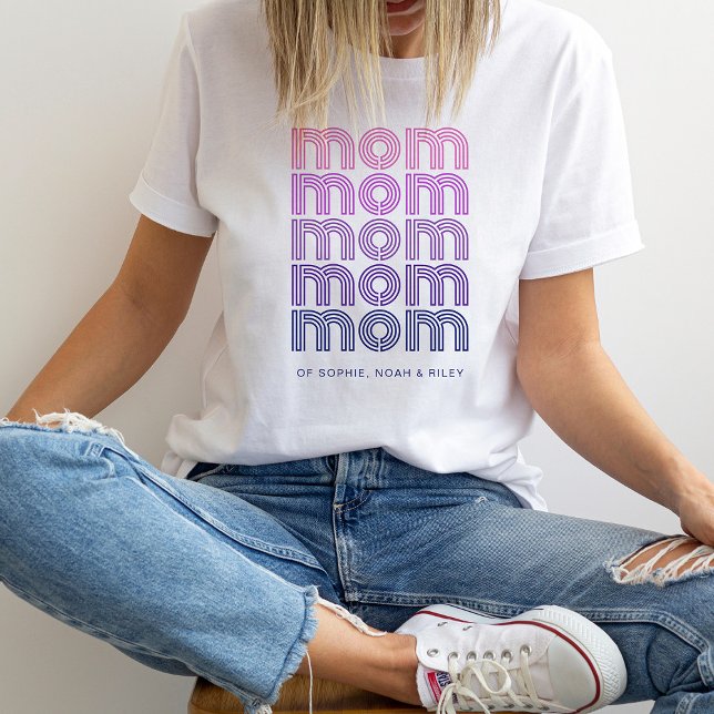 Mamma | Rosa och Lila Disco Stil T Shirt (A trendy, disco style shirt for mom)