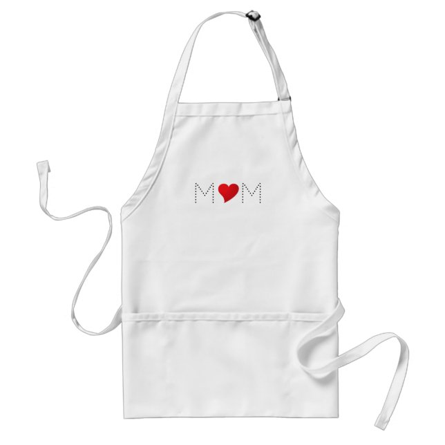Mamma, rött hjärta, modern typografi, sött, vitt k förkläde (Framsidan)