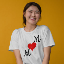 Mamma Rött hjärta och manustypografi T Shirt