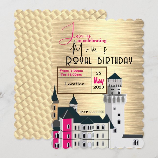 Mamma royal födelsedagsinbjudan inbjudningar (Fram/baksida)