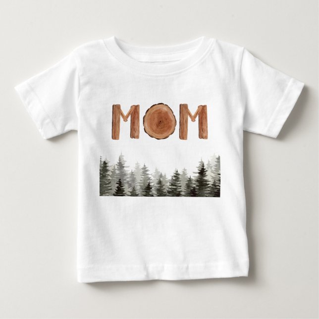 Mamma Rustic Grönt Träd Baby T-Shirt (Framsida)