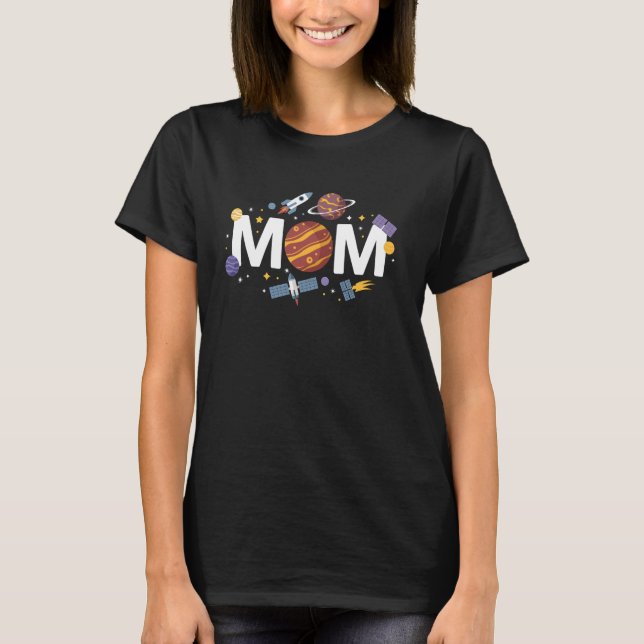 Mamma Rymd Planeter Universum Galax Astronaut Pres T Shirt (Framsida)