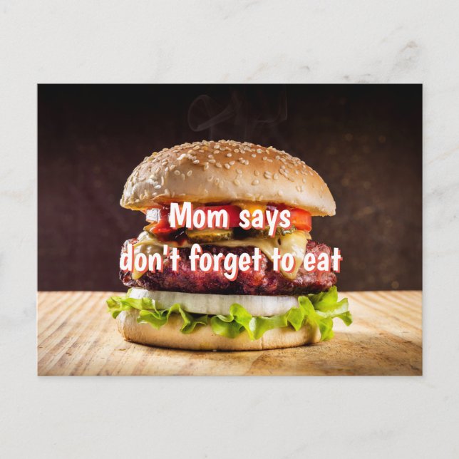 Mamma säger att du inte får glömma att äta vykort (Framsida)