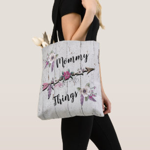 Mamma Sak, fjädrar och blommor Tote Bag Tygkasse