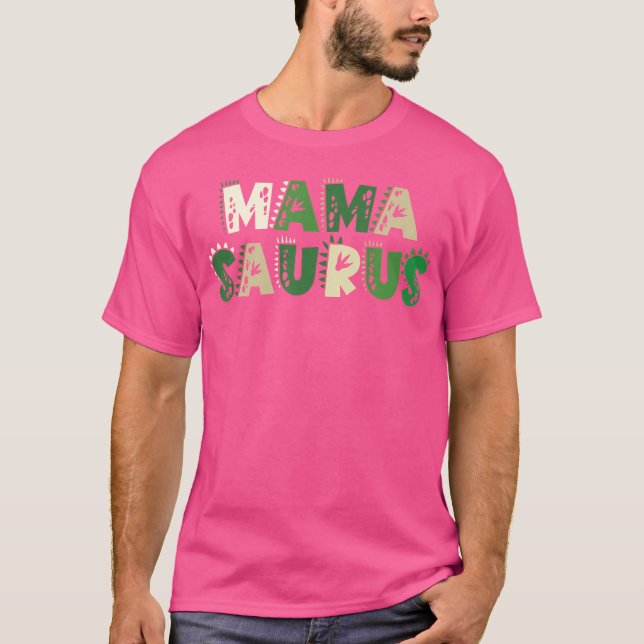Mamma Saurus Matching Family Birthday Dinosaur Man T Shirt (Framsida)
