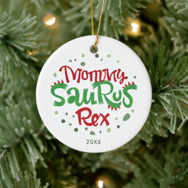 Mamma Saurus Rex Personlig 1:a jul som Mamma Julgransprydnad Keramik (Träd)