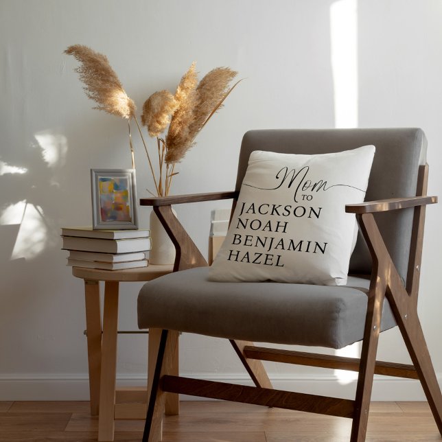 Mamma Script Personlig Kids Namn Mors dag Kudde (Mom Script Personalized Kids Names Mother's Day Throw Pillow)