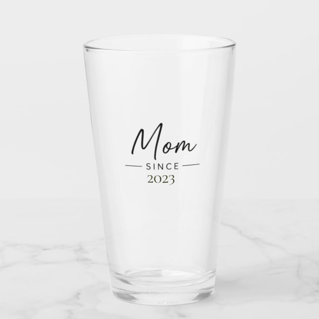 Mamma Sedan Personlig År Handskriven Minimalistisk Glaskopp (Framsida)