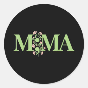 Mamma semikolon mental hälsa medvetenhet floralMam Runt Klistermärke