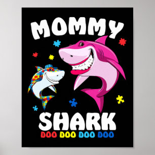 Mamma Shark Autism Awareness Gift - by Poster
