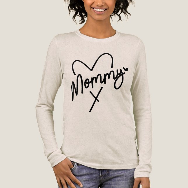 Mamma Simple Modern Script Typography Heart T Shirt (Framsida)