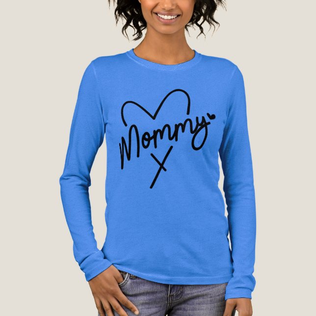 Mamma Simple Modern Script Typography Heart T Shirt (Framsida)