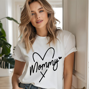 Mamma Simple Modern Script Typography Heart T Shirt