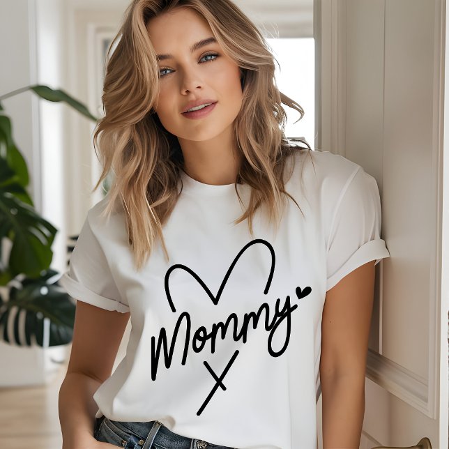 Mamma Simple Modern Script Typography Heart T Shirt (Skapare uppladdad)