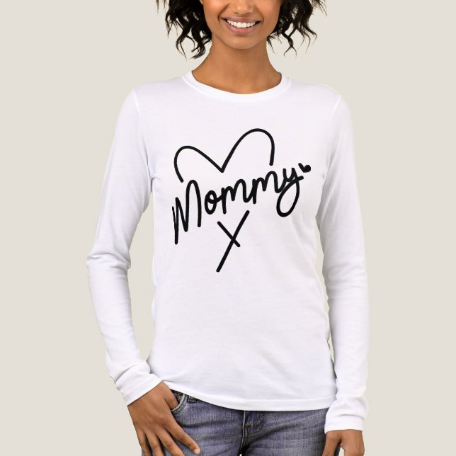 Mamma Simple Modern Script Typography Heart T Shirt (Framsida)