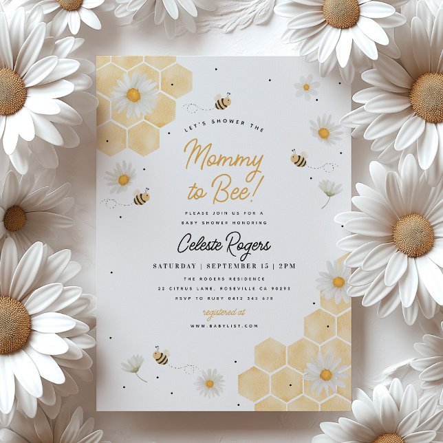 Mamma ska bli binissa! Bebis shower för bin Inbjudningar (Let's shower the Mommy to Bee! Bee themed Baby Shower Invitation)