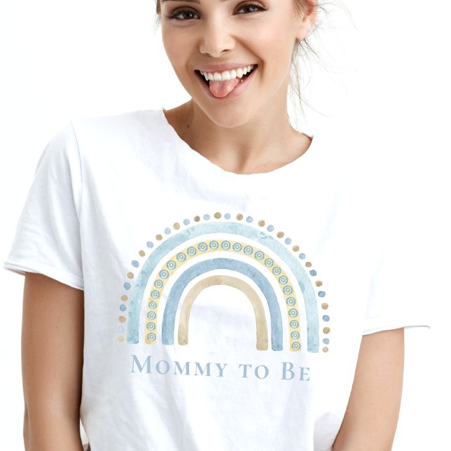 Mamma ska vara Blue Boho Rainbow T Shirt (Mommy to Be  Blue Boho Rainbow T-Shirt)