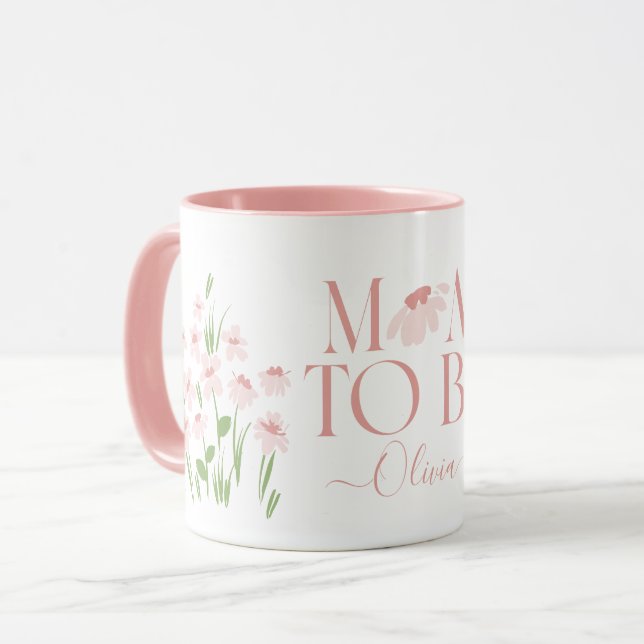 Mamma ska vara daisy blommigt babydusch nyfödd beb mugg (Framsida vänster)