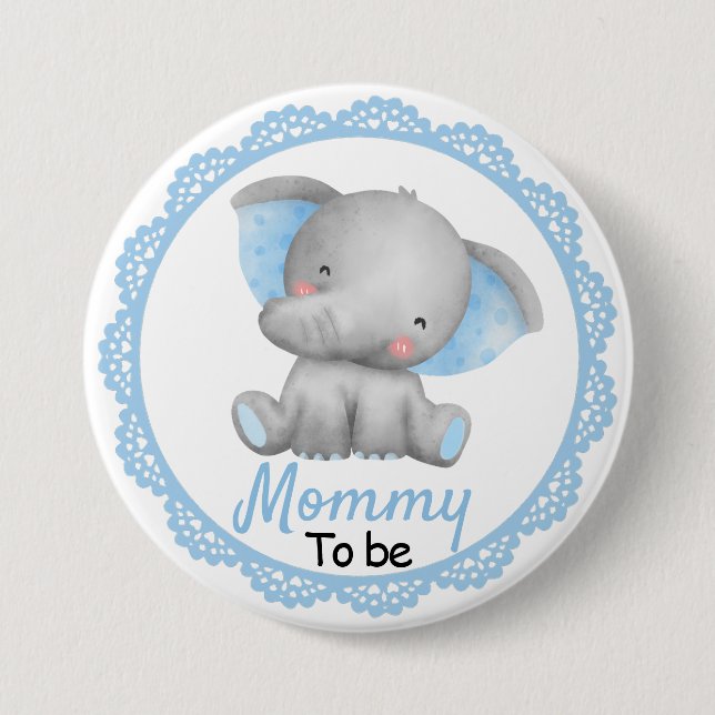 Mamma ska vara New mamma Pojke Shower Elephant Blu Knapp (Framsida)