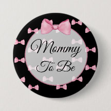Mamma ska vara Rosa Bow Baby Shower Button Black