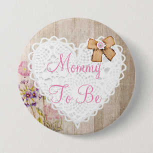 Mamma ska vara shabby chic Blommigt-babyduschknapp Knapp