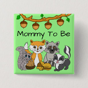 Mamma ska vara Woodland Forest Animals Baby Shower Knapp