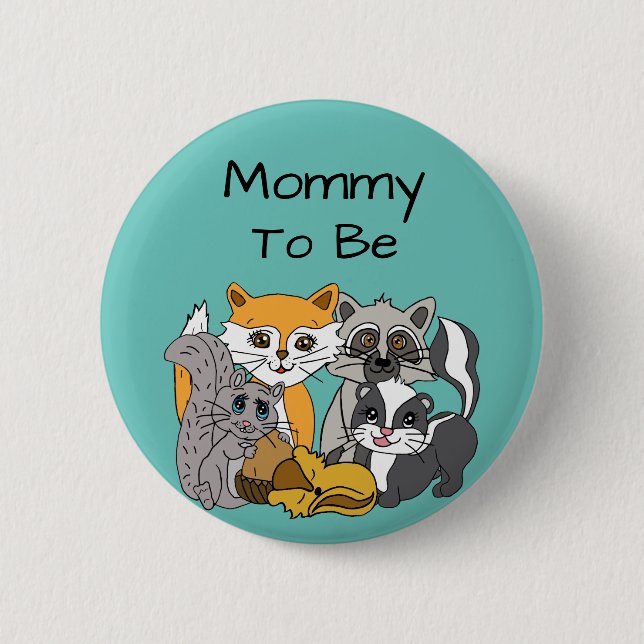 Mamma ska vara Woodland Forest Animals Baby Shower Knapp (Framsida)