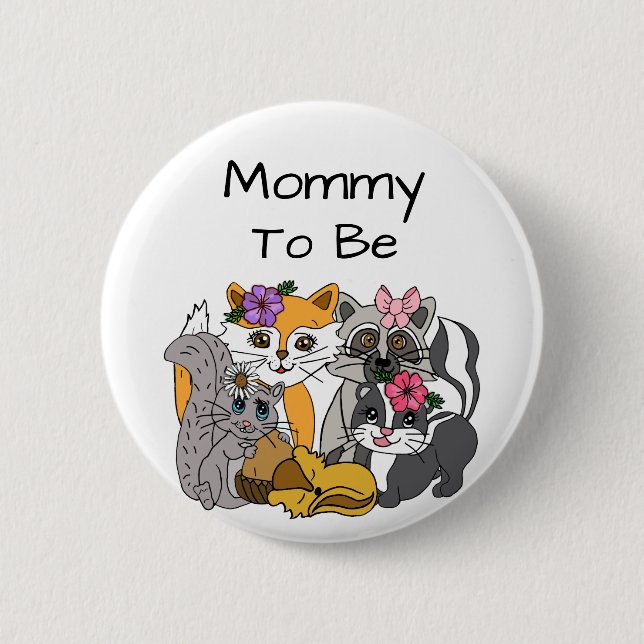 Mamma ska vara Woodland Forest Animals Baby Shower Knapp (Framsida)