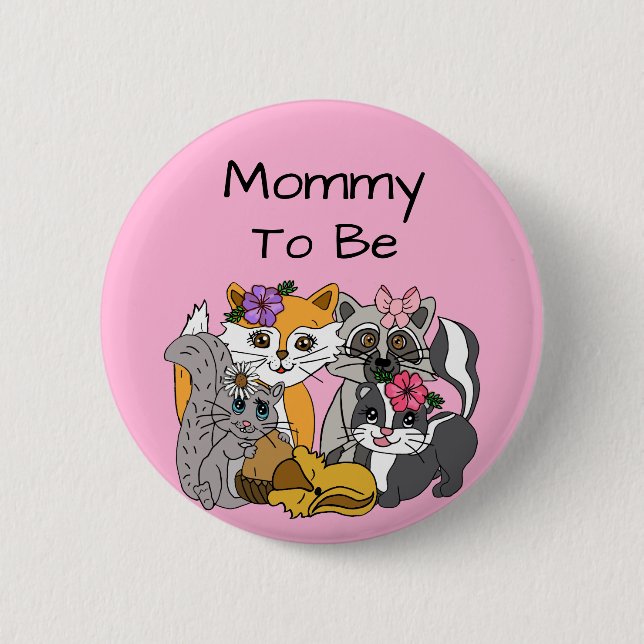 Mamma ska vara Woodland Forest Animals Baby Shower Knapp (Framsida)