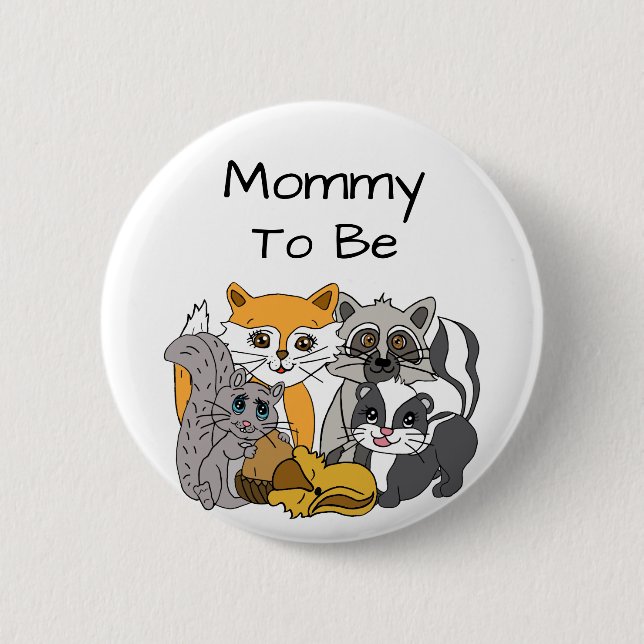 Mamma ska vara Woodland Forest Animals Baby Shower Knapp (Framsida)