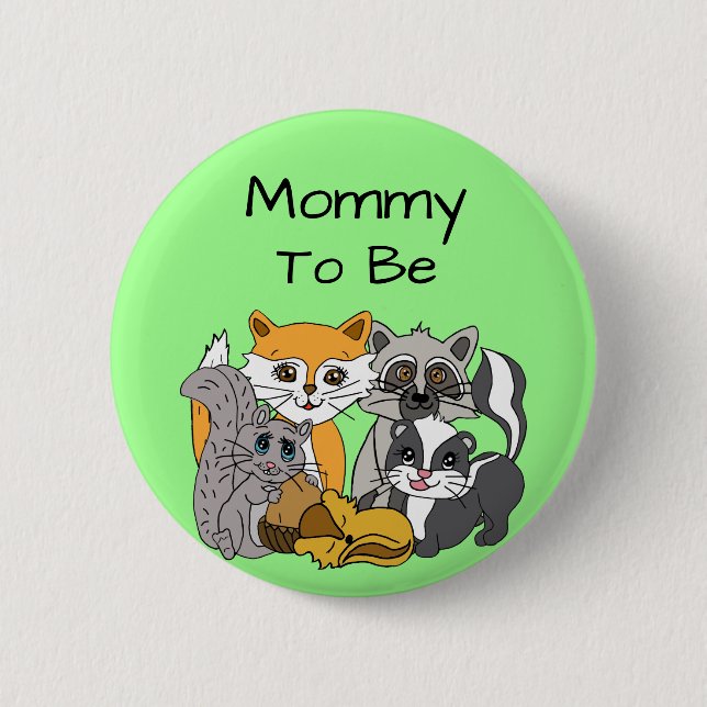 Mamma ska vara Woodland Forest Animals Baby Shower Knapp (Framsida)
