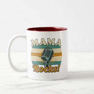 Mamma skakar mikrofonen Retro mors dag Två-Tonad Mugg